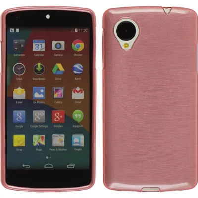 Produktbild von PhoneNatic Case kompatibel mit Google Nexus 5 - rosa Silikon Hülle brushed + 2 Schutzfolien