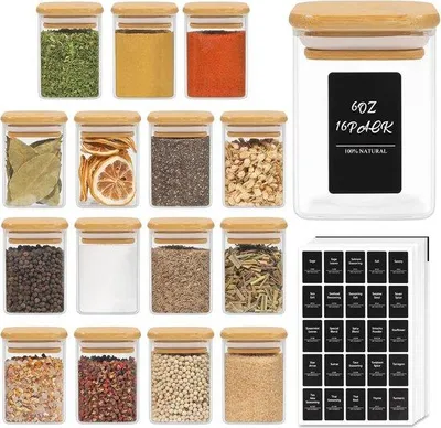 Produktbild von Famanu Gewürzgläser Set 16 Stück - 180ml mit Bamboodeckel