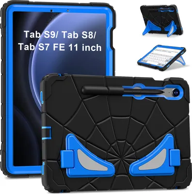 Produktbild von Schutzhülle für Samsung Galaxy Tab S9 FE/Tab S9/Tab S8/Tab S7 Hülle Robuste Stoßfeste Ständer für Kinder Jungen Schwarz Blau