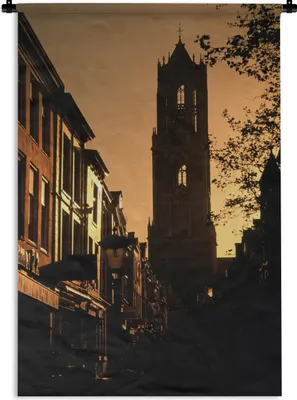 Produktbild von MuchoWow® Wandteppich Wandbehang Scherenschnitt - Utrecht - Dunkel 90x135 cm Tapisserie Dekoration Wandtuch - Baumwolle - Wandskulptur
