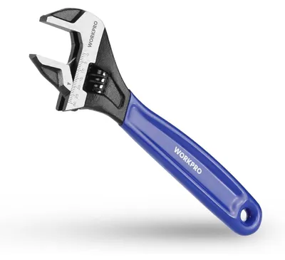 Obrázek produktu pro Nastavitelný klíč s plochými čelistmi, délka 200 mm, vyrobený z oceli Cr-V, s rukojetí z bi-materiálu, metrická stupnice 0-30 mm