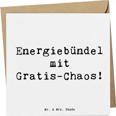Produktbild von Mr. & Mrs. Panda Grußkarte Spruch Kinder Energiebündel - Weiß - Geschenk, Familie, Humor, Verwandte, Freude, Eltern, doppelkarte, anlasskarte, Chaos, Klappkarte, Energie