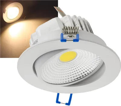 Produktbild von ChiliTec 20896 LED-Einbauleuchte "COB-7", 7W, 550lm 3000K, 75°, Ø109xT47mm, Rahmen weiß