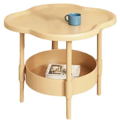 Produktbild von Zweistöckiger, blumenförmiger Beistelltisch mit offenem Ablagefach, multifunktional, für Wohnzimmer, Schlafzimmer, Büro, Sofa, Couch oder als Couchtisch geeignet.