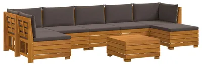 Produktbild von vidaXL Outdoor-Sofagarnitur mit Kissen 8 Stück Braun Massivholz Akazie