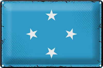 Produktbild von Blechschild Flagge Mikronesien 30x20cm Micronesia Retro