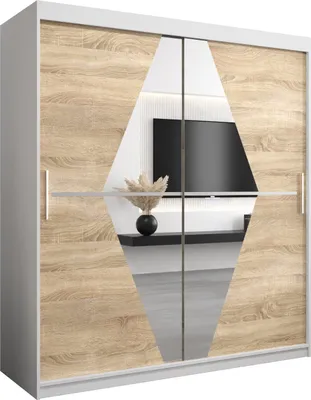Produktbild von Kleiderschrank, Schiebetürenschrank Schlafzimmer, Schrank mit Spiegel BOLIWIA 180 cm