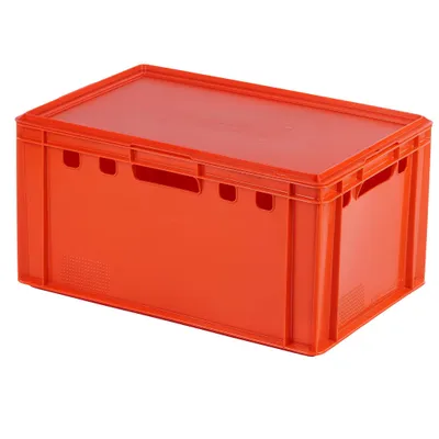 Produktbild von E3-Kisten 600 x 400 x 300 mit Deckel in verschiedenen Farben Farbe: rot