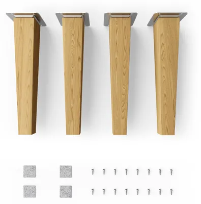 Produktbild von 4x sossai Holzfüße eckig - gerade Ausführung 25cm Eiche