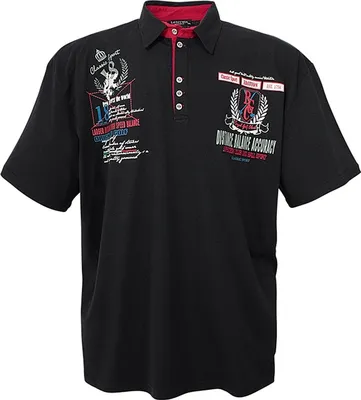 Produktbild von Übergrössen Hippes Polo-Shirt Kurzarm LAVECCHIA Schwarz 3XL
