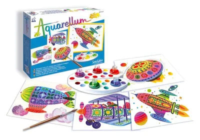 Produktbild von SENTOSPHERE Aquarellum Junior Flugobjekte Basteln Bastelspaß Bastelset