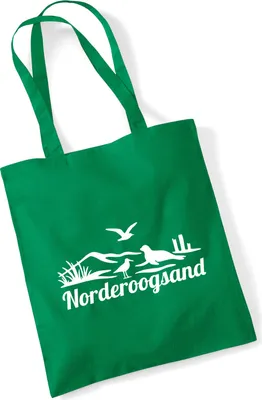 Produktbild von Huuraa Jutebeutel Norderoogsand Strandmotiv 10 Liter Kelly Green Baumwolle Tasche Geschenkidee
