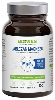 Biowen jabłczan magnezu 835 mg z wit B6 (P-5-P) 100 kaps na układ nerwowy