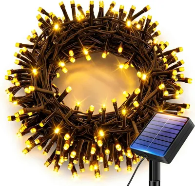 Produktbild von Solar Lichterkette Außen 7m – 50 LEDs, Warmweiß, IP65, 8 Modi mit Memory, 10–14h Leuchtdauer, für Garten & Balkon