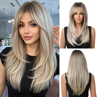Produktbild von Perücke lang blond mit Pony, 60 cm, für Kostüme