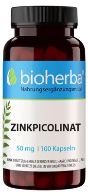 Obrázok produktu pre Zinok pikolinát 50 mg – 100 kapsúl – Bioherba