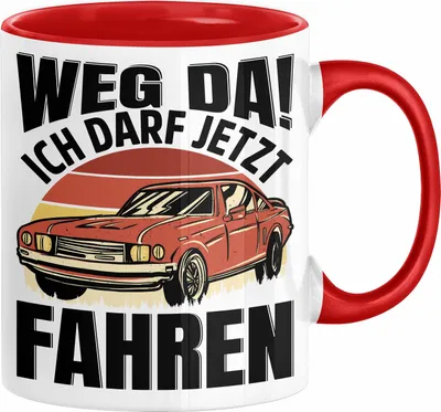 Produktbild von Führerschein Bestanden Geschenk Tasse Führerscheinprüfung Bestanden Geschenkidee Weg Da Ich Darf Jetzt Fahren (Rot)