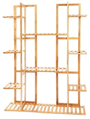 Productafbeelding van Plantenrek, 9-laags bamboesdesign, ruimtebesparend hoekrek, hout