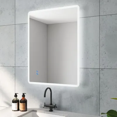 Produktbild von Badspiegel Beleuchtet LED Badezimmerspiegel 60x80cm BORAS Typ B | Touch Sensor Dimmbar Antibeschlag Kaltweiß 6400K