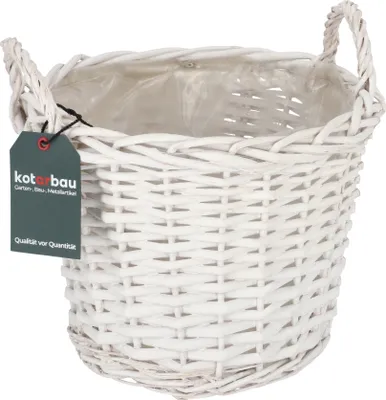 Produktbild von KOTARBAU® Blumentopf geflochten Korb geflochten Weidenkorb für Blumen ⌀ 23 cm Flechtkorb Weidentopf Übertopf Rustikal Weiß