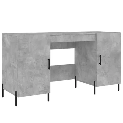 Image de vidaXL Bureau gris béton 140x50x75 cm Bois composite