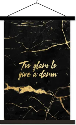 Produktbild von MuchoWow® Textilposter Zitate - Gold - Schwarz - Marmor 60x90 cm mit schwarzem Rahmen - Poster Wohnzimmer