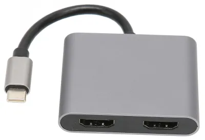 Image de Adaptateur USB-C vers double interface multimédia haute définition (HDMI) 4-en-1, 4K, 5 Gbps, station d'accueil avec charge 60 W pour OS X