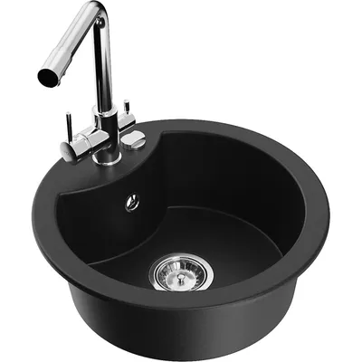 Obrázek produktu pro Mexen Diego 1-miskový granitový dřez s kuchyňskou baterií Duero, Černá - 6512-77-671600-00
