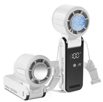 Tragbarer Turboventilator, 3600 mAh, USB-C, 5 Stufen, LED, 3-in-1, Weiß