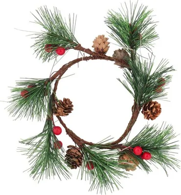 Zdjęcie produktu dla Wianek z jarzębiny z szyszkami stroik 16 cm