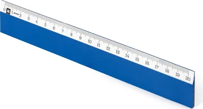 Image de Metrie | Règle en bois Scholar-W20KB bleue avec bande blanche sous l'échelle | 20 cm