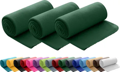 Produktbild von 3er Set Polar Fleecedecke 130x160 cm, OEKO-TEX ca. 400g Gewicht, mit Antipilling & Kettelrand - Farbe dunkelgrün