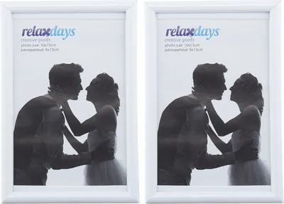 Produktbild von 4 x Bilderrahmen 10 x 15 cm, modernes Design, zum Hinstellen oder Aufhängen, dekorativer Fototischaufsteller, weiß