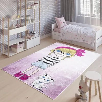 Produktbild von Tapiso Teppich EMMA Modern Kinderzimmer Rosa Schlafzimmer 80 x 150 cm