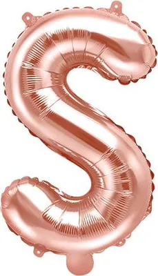Obrázek produktu pro Fóliový balónek písmeno "S", 35 cm, růžově zlatý (1 krabice / 50 kusů)