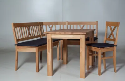 Produktbild von Eckbankset Eckbankgruppe Eckbank Lukas Kernbuche 5 tlg. Kissen grau