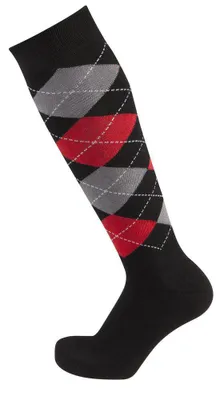 Produktbild von PFIFF Reitstrumpf kariert, Farbe:schwarz-grau-rot, Groesse:34-36
