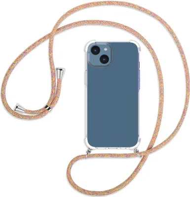 Produktbild von Handykette Backcover-Schutzhülle mit Band (Metall silberfarben) für Apple iPhone 14 (6.1'') - Rainbow