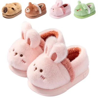 Imagen del producto de Zapatillas de casa infantiles - Forro de felpa cálida - Suela antideslizante - Para niñas y niños - Zapatillas para estar en casa