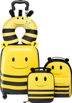 Immagine prodotto di VEVOR Set di 5 valigie per bambini, 457,2 mm, valigia rigida con trolley per bambini, zaino, cuscino per il collo, contenitore per il pranzo e etichette per valigie, set di valigie per ragazzi e ragazze, pratico per viaggiare in aereo (api)