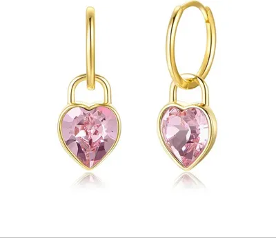 Produktbild von ROUGEMONT Rosa  Herz Creolen Ohrringe Tesoro 925 Sterling Silber
