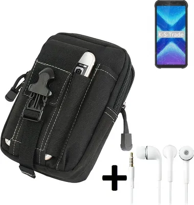 Produktbild von K-S-Trade Gürteltache + Kopfhörer kompatibel mit Blackview BV5500 Plus Gürtel Tasche Holster Schutz Hülle Handy Hülle  schwarz inkl. Extrafächer