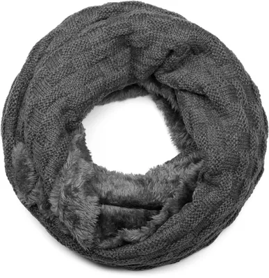Produktbild von styleBREAKER warmer Feinstrick Loop Schal mit Flecht Muster und sehr weichem Fleece Innenfutter, Schlauchschal, Uni 01018150