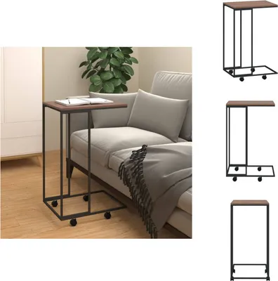 Image de vidaXL Table d'appoint avec roulettes Noir 40x30x63,5 cm Bois composite - Tables basses