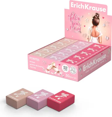 Produktbild von Radiergummi 3cm Ballettschuhe weich & staubfrei 1 Stück sortiert Rosa