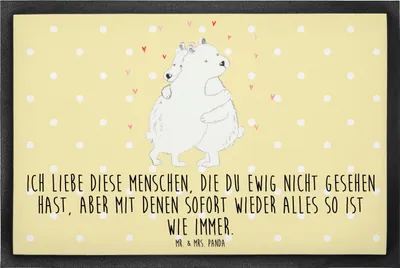 Produktbild von Mr. & Mrs. Panda Sauberlaufmatte Eisbär Umarmen 60 x 90 cm - Gelb Pastell - Geschenk, Bodenvorleger, Fussmatte, Schmutzmatte, fußmatte, Schmutzfänger, Schmutzfangmatte