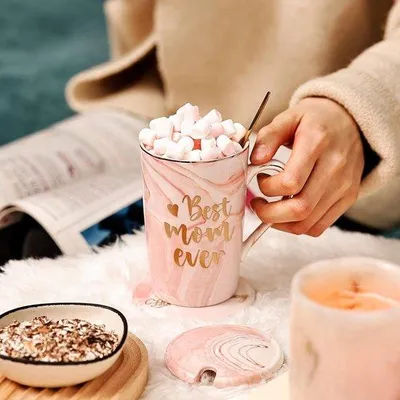 Image de Tasse à café "Meilleure maman" de Famanu - Rose, 420 ml, avec boîte cadeau