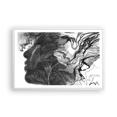 Produktbild von Gerahmtes Poster - Weißer Rahmen - Frau Linie Kunst. - 91,5x61 cm - Wand Bild - Wanddeko - Wandbilder - Kunstposter - Wandposter - Bilderrahmen - Bilder - Kunstdruck - Wanddekoration - P2WAA91x61-4687