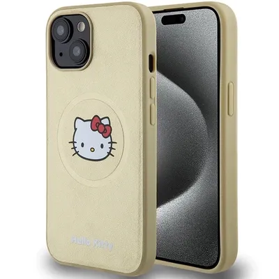 Zdjęcie produktu dla Etui Hello Kitty Leather Kitty Head Magsafe Na Iphone 14 - Złote