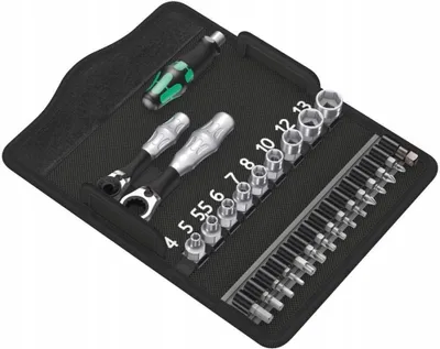 Produktbild von Wera Zyklop Mini 2 Werkzeugsatz: Knarren, Bits, 1/4" Steckschlüssel, 29 El.